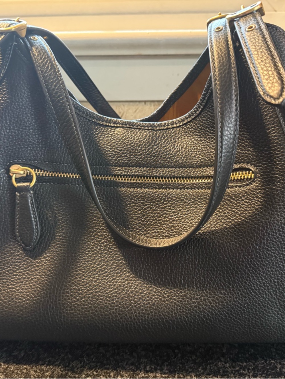 Coach Bella Black Pebbled Leather Shoulder Bag - Picture 2 of 15